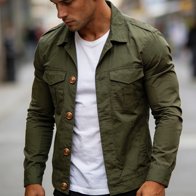 Men's Retro Casual Cotton Lapel Work Jacket MTA2481L0TO