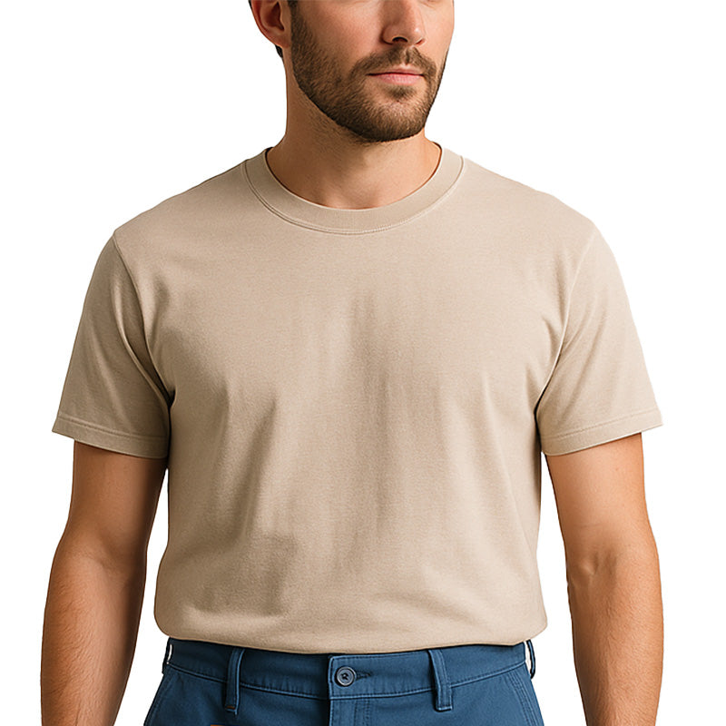 Men's Summer Fashion Simple Solid Color Cotton Blend Short-Sleeved T-Shirt MTA1905E7P