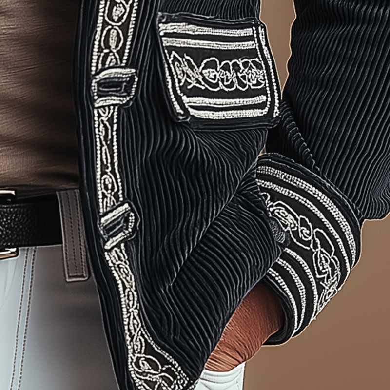 Men's Winter Fashion Embroidered Corduroy Jacket MTA0152I2P