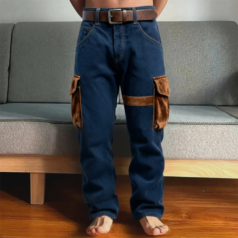 Men's Retro Casual Denim Velvet Pants MTA2950K9TO