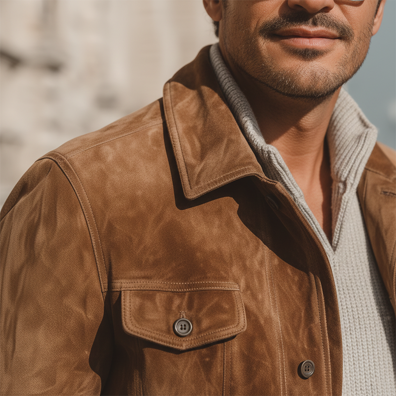 Men's Autumn/Winter Vintage Faux Suede Button Jacket MTA1365I9P