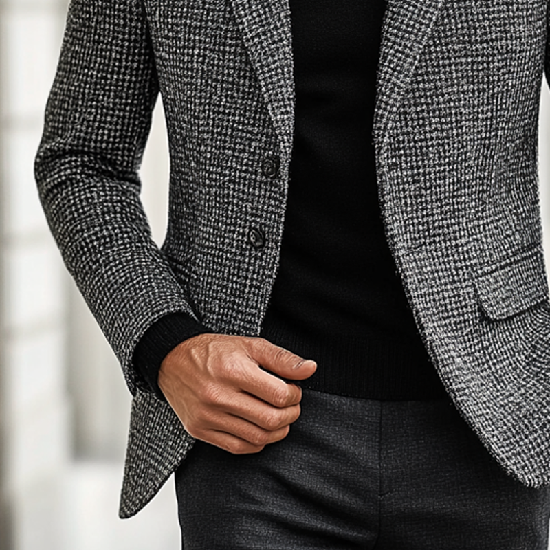 Men's Slim-fit Blended Plaid Retro Blazer MTA1505K6X