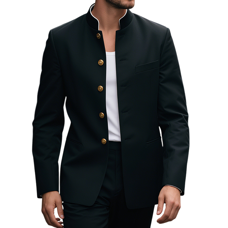 Men's Retro Casual Stand Collar Single Breasted Blazer MTA0729G2TO