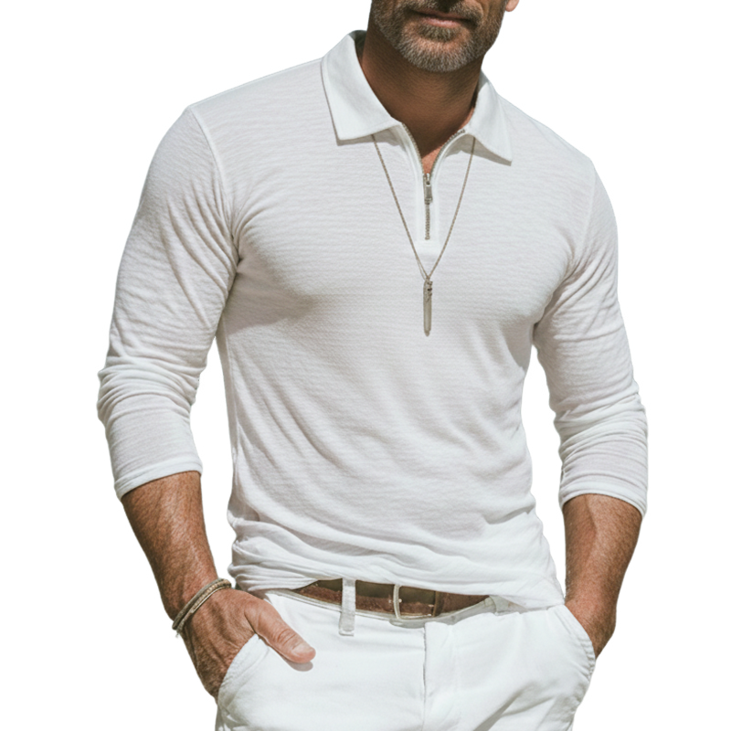 Men's Classic Slightly Sheer High-Stretch Knitted Slim-Fit Long-Sleeve T-Shirt MTZ2763A3U