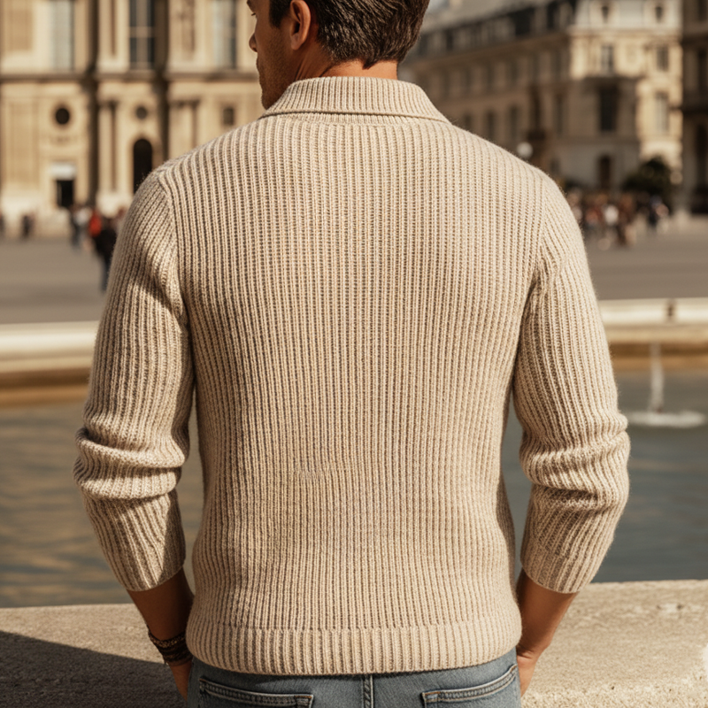 Men's Urban Light Khaki Two-Button Henley Collar Knit Sweater MTA1316K8U