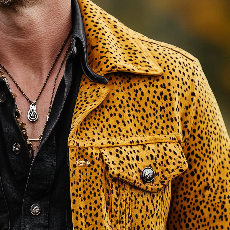 Men's Spring/Autumn Vintage Print Suede Button Jacket MTA2172H9U