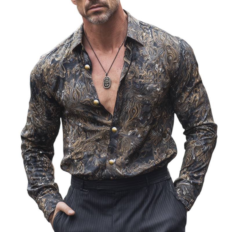 Men's Classic Vintage Print Long Sleeve Shirt MTA2167H1U