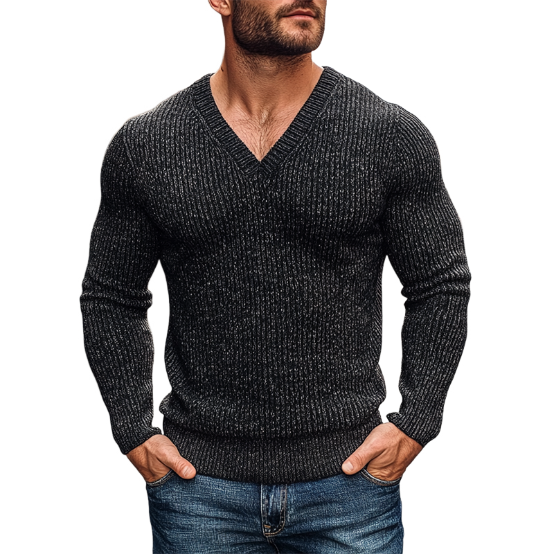 Men's Retro Blended V-Neck Slim Fit Sweater MTA3040J5X