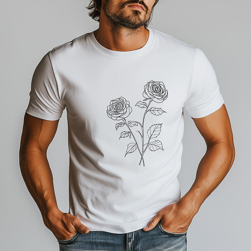 Herre sommer minimalistisk trykt bomull kortermet T-skjorte MTA2094E7P