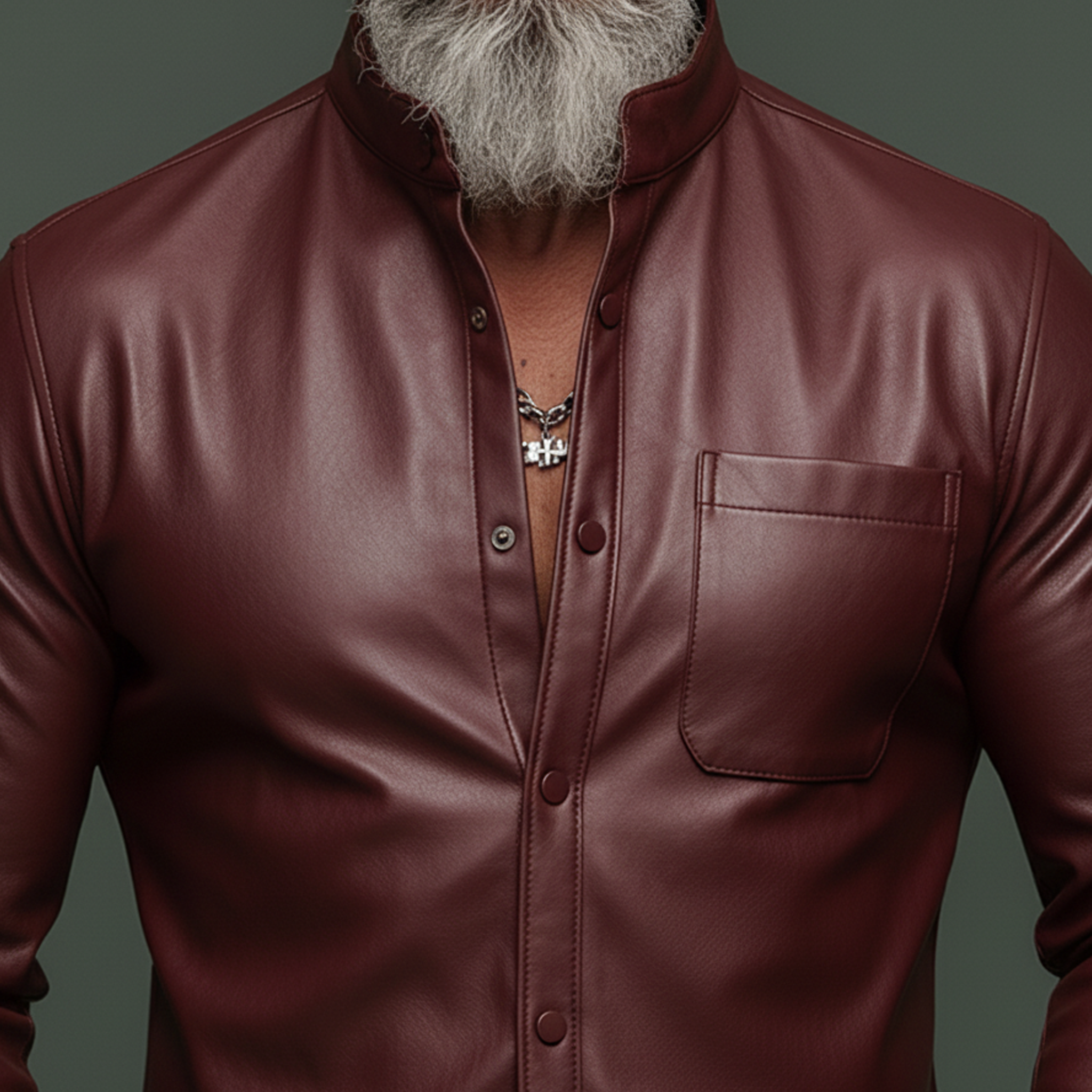 Men's Classic Vintage Slim-fit PU Leather Long-sleeved Shirt MTA1542L1K