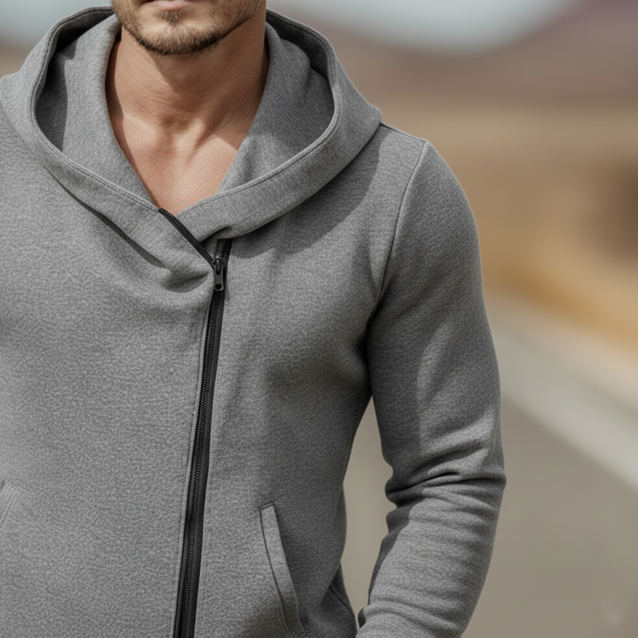 Men's Classic Casual Air-layer Fabric Hooded Zip-up Jacket MTA3185L7K