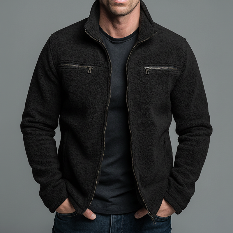 Men's Retro Casual Polar Fleece Warm Stand Collar Zipper Jacket MTA1083J7TO