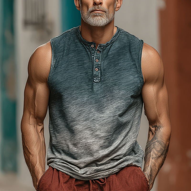 Men's Summer Retro Gradient Print Cotton Blend Tank Top MTA1026G1P