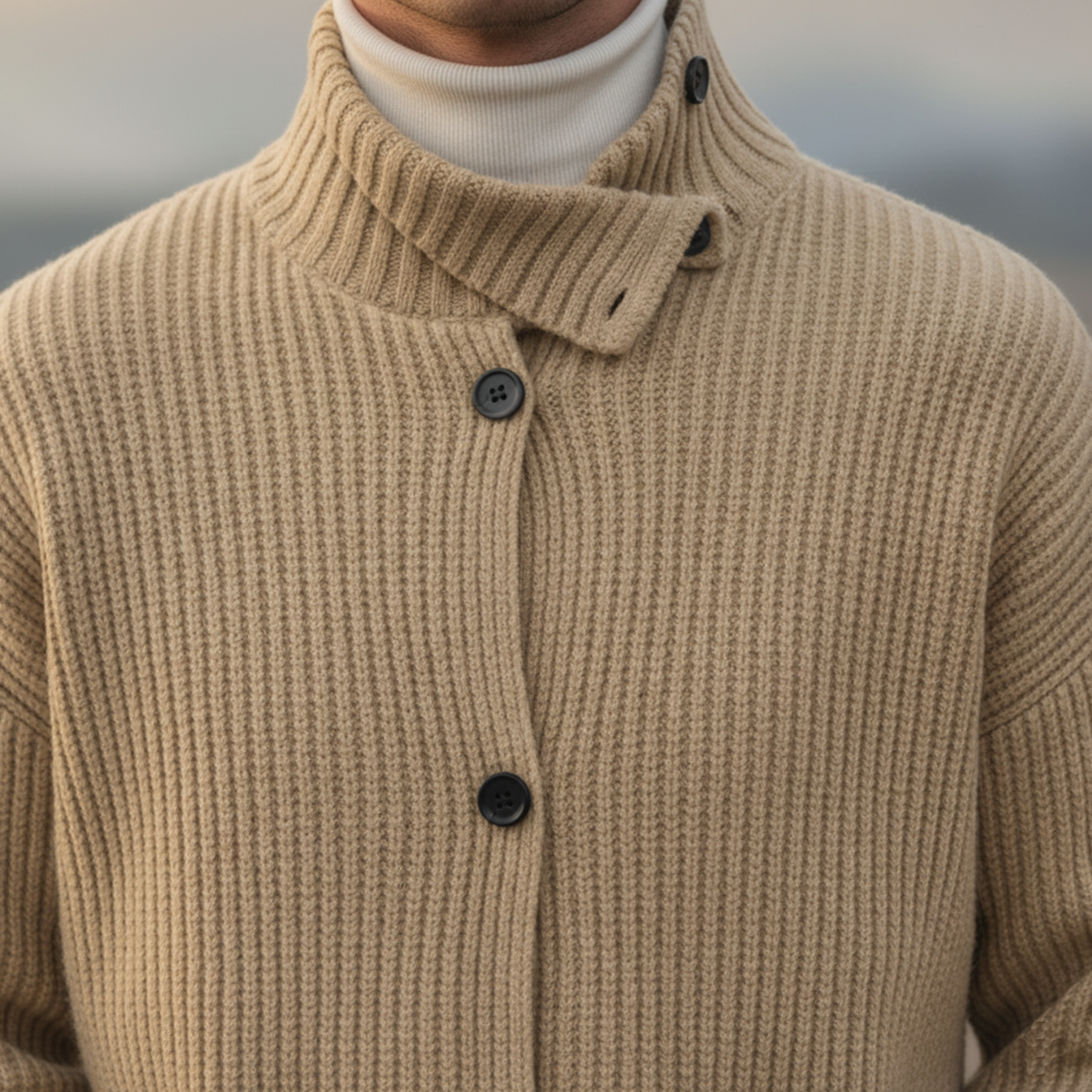 Men's Classic Retro Stand-up Collar Single-breasted Knit Cardigan MTA0714K1K