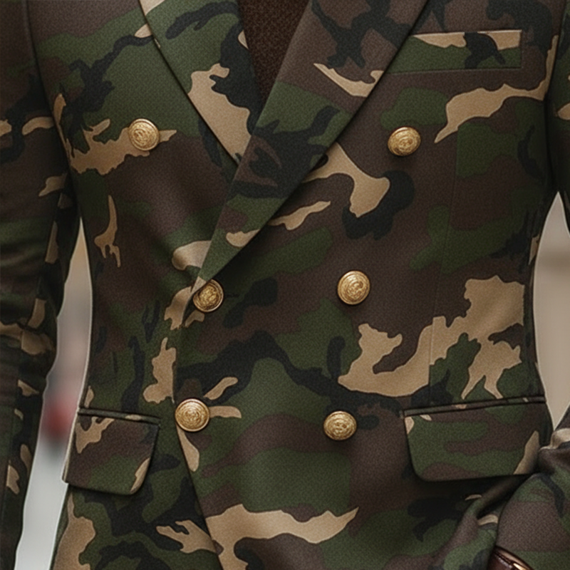Men's Vintage Camouflage Double-breasted Suit Jacket MTZ0519A4P