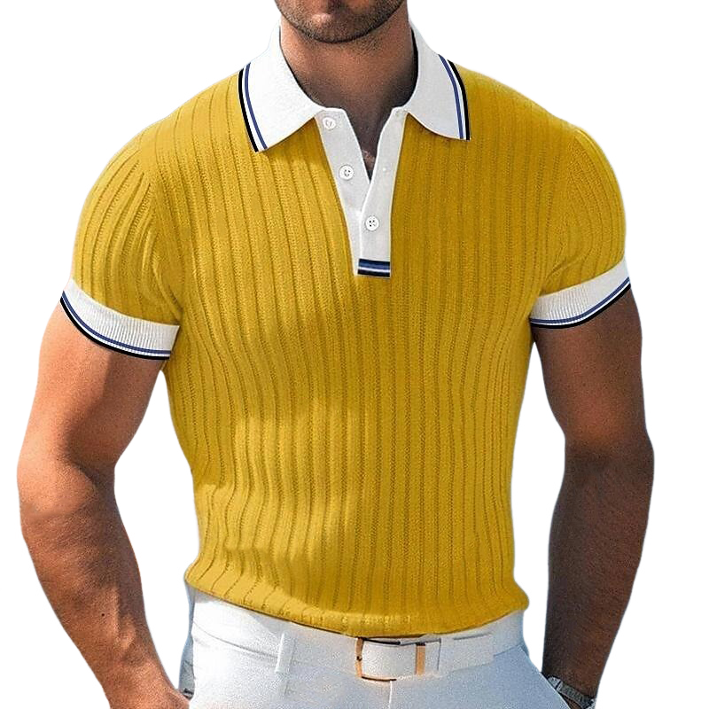 Men's Knitted Colorblock Short-sleeved POLO Shirt MTA2106G4X