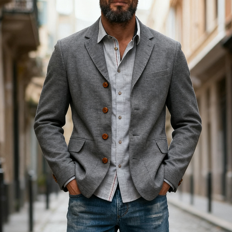 Men's Casual Cotton Blend Single-Breasted Blazer MTA2274J7X