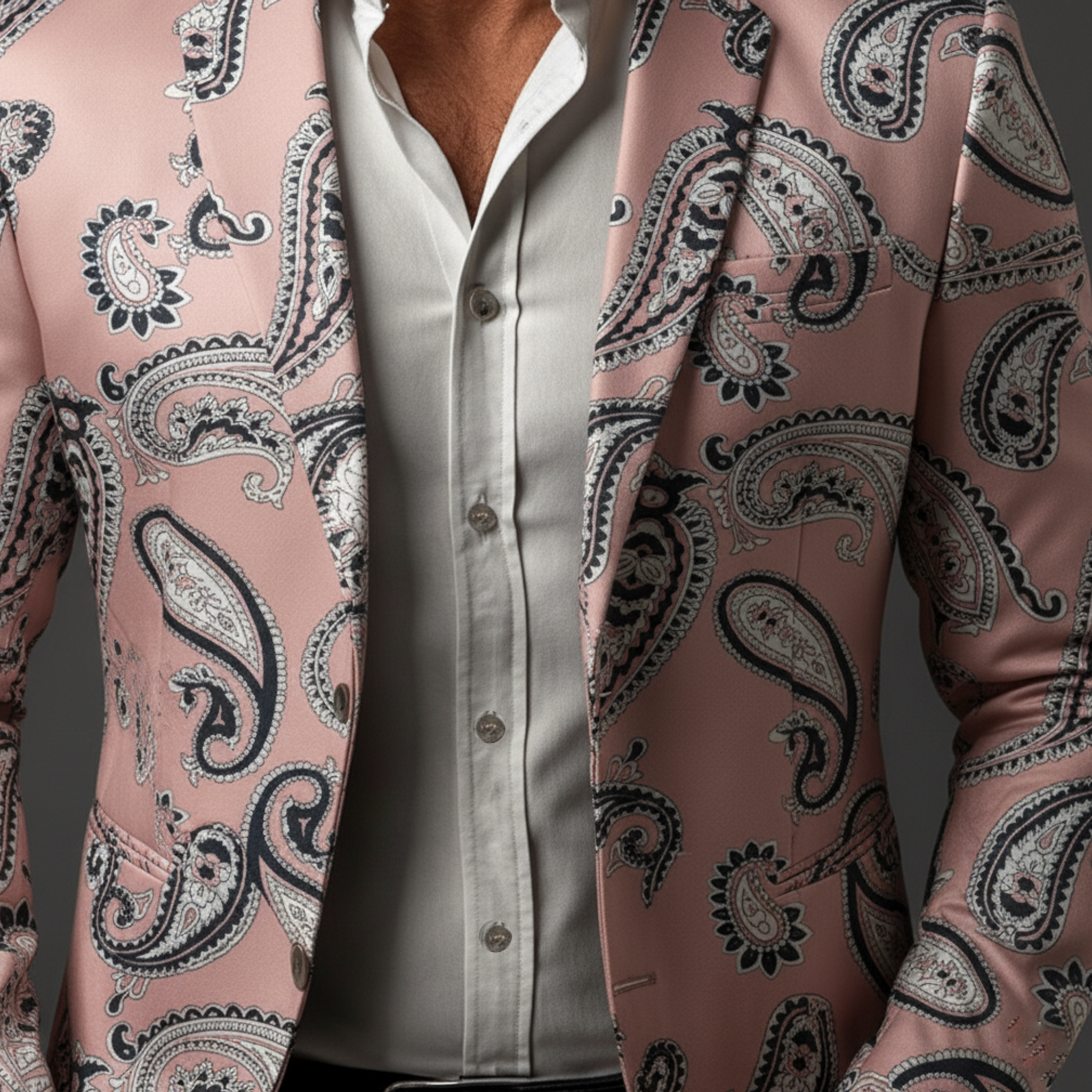Men's Classic Vintage Satin Printed Single-breasted Blazer MTA1895L2K