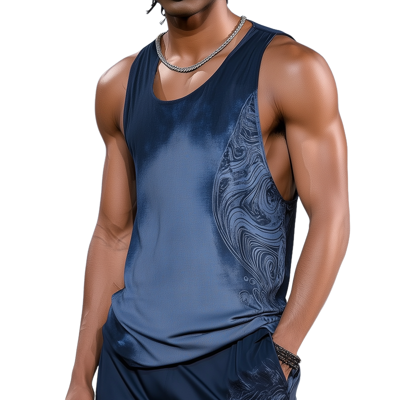 Men's Vintage Casual Perris Print Crew Neck Tank Top MTA2318F8TO