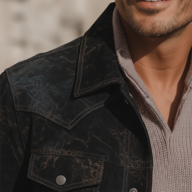 Men's Autumn And Winter Retro Pattern Faux Suede Jacket MTA1506I9P