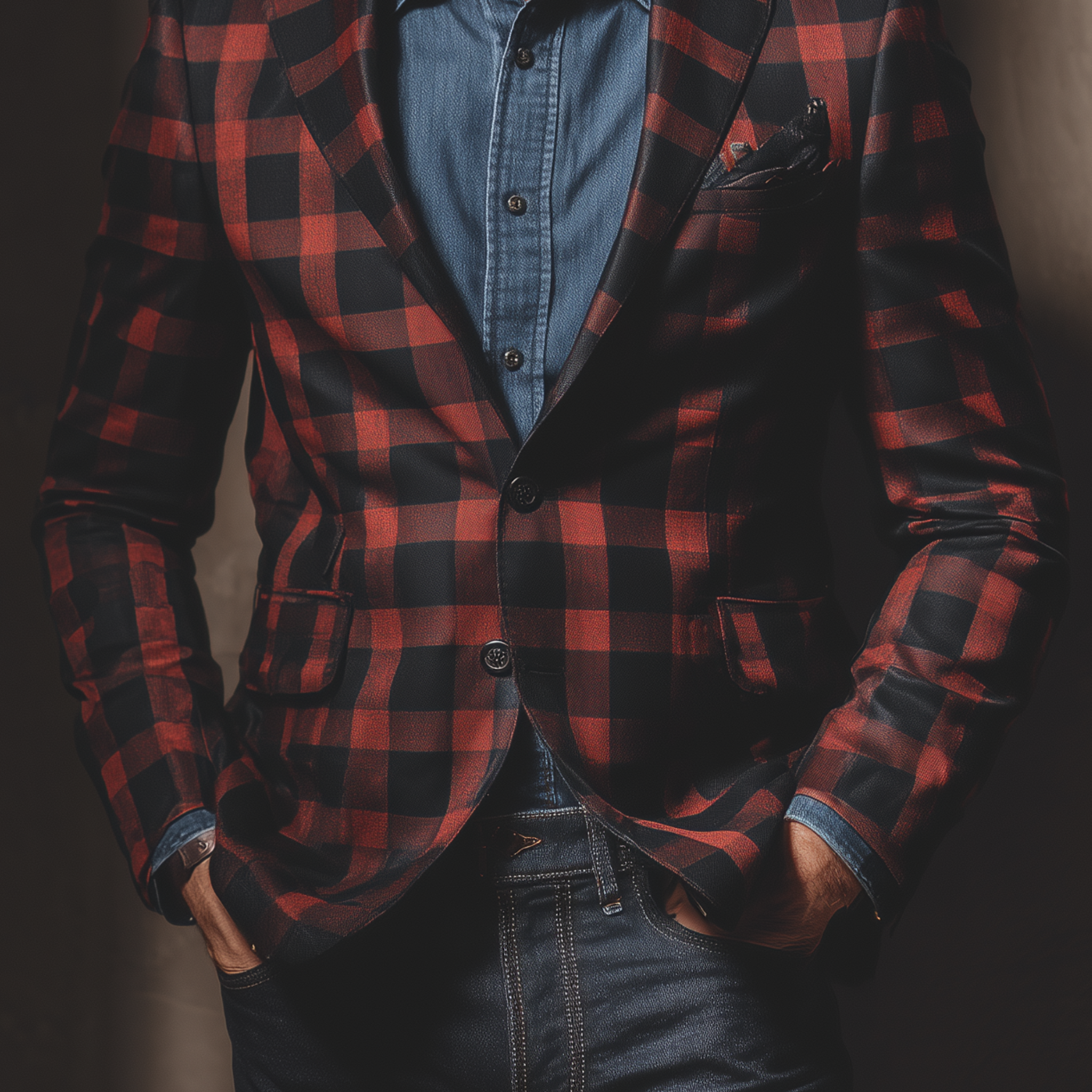 Men's Classic Vintage Check Cotton Blend Single-Breasted Slim-Fit Blazer MTA2155H3K