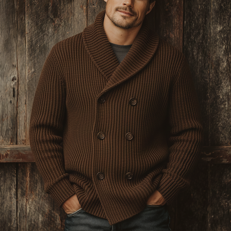 Men's Winter Fashion Double-breasted Cotton Knitted Casual Cardigan MTA2240J3P