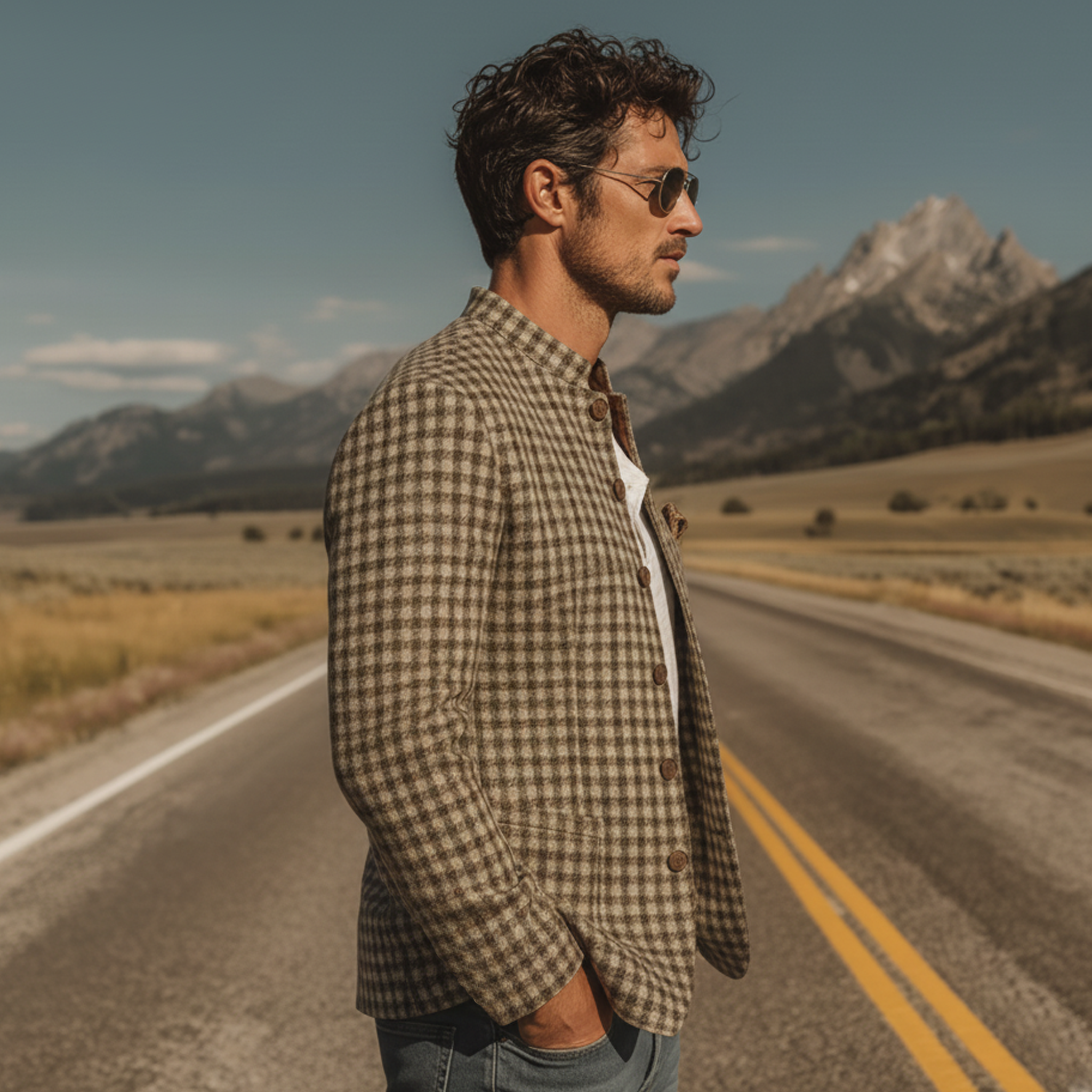 Men's Classic Vintage-style Wool-blend Stand-collar Jacket MTA1121L6K