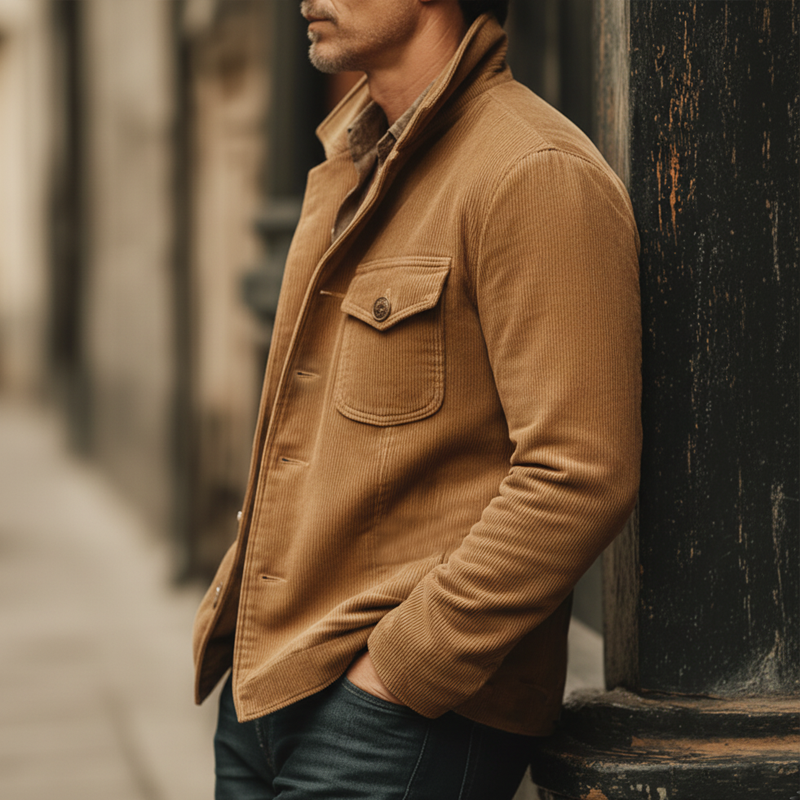 Men's Urban Corduroy Single-vent Button-up Jacket MTA1743L8U