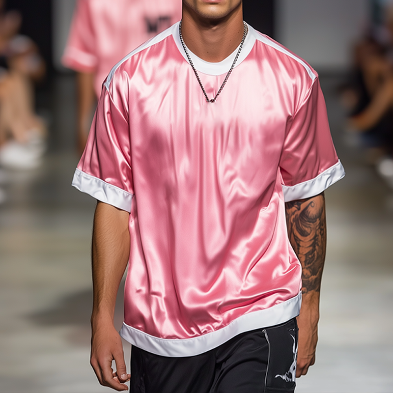 Men's Retro Casual Round Neck Oversized Short Sleeve T-Shirt MTA2316F7TO