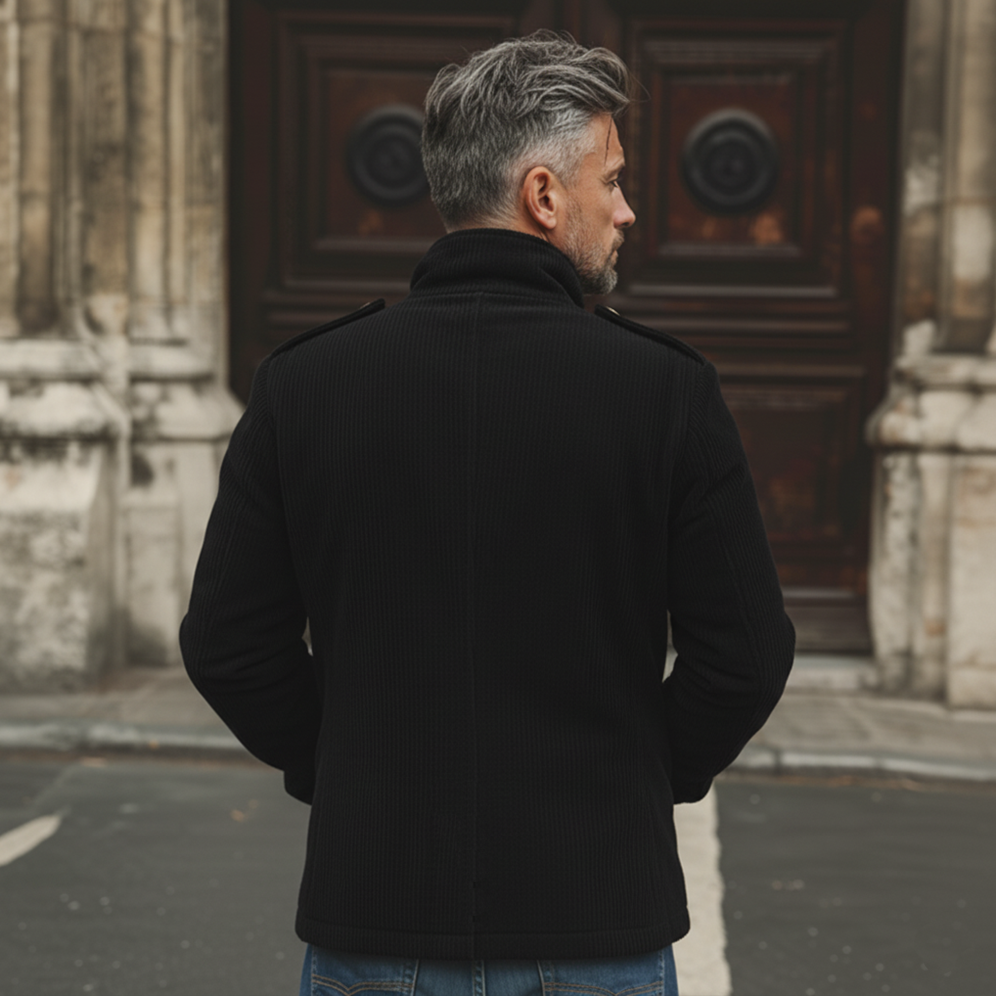 Men's Classic Retro Stand-up Collar Corduroy Multi-pocket Jacket MTA3092K5K