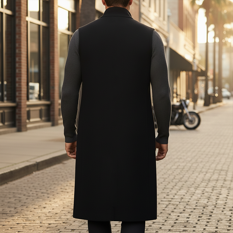 Men's Winter Faux Wool Long Button-Down Sleeveless Vest MTA2984K3P