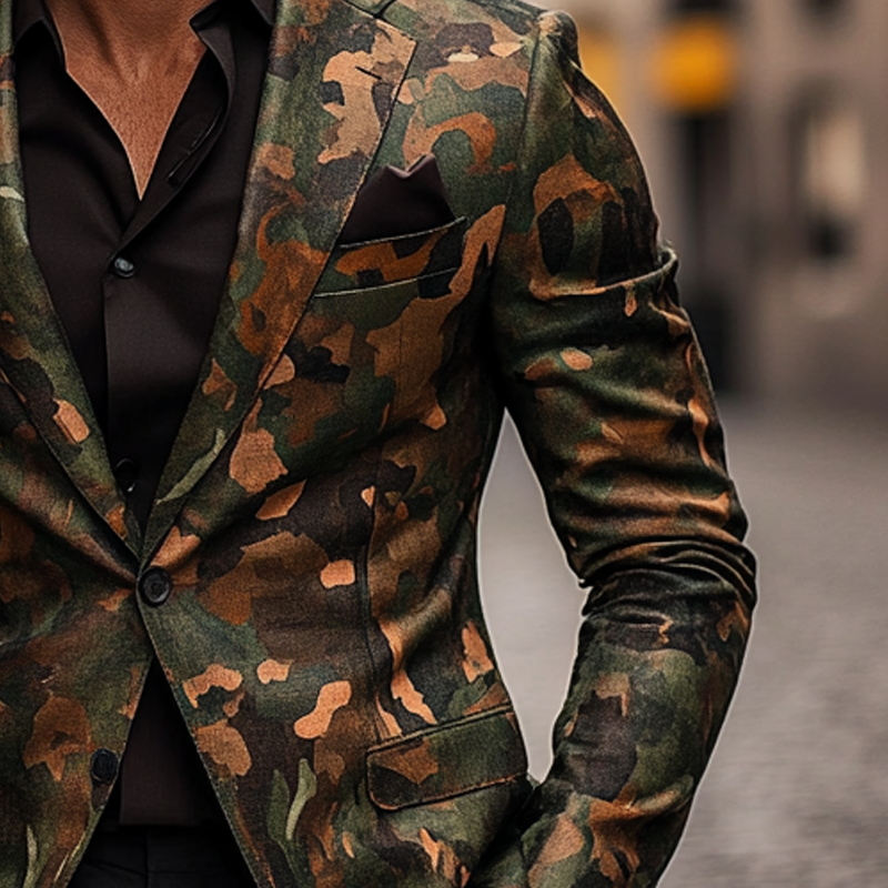 Men's Retro Camouflage Print Casual Blazer MTA0845I0X