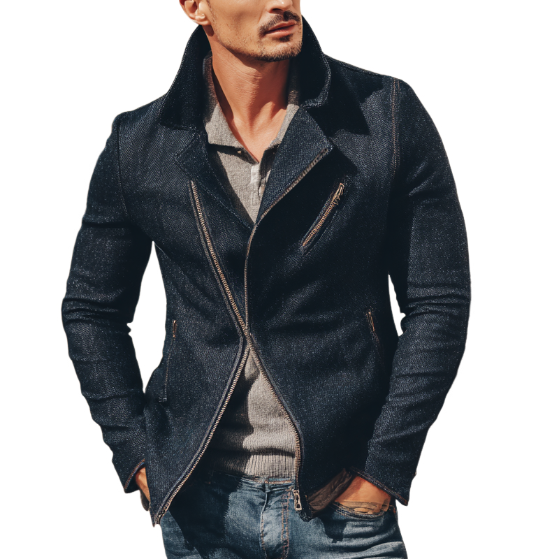 Men's Vintage Cotton Twill Blend Zip-Up Jacket MTA0229H3X