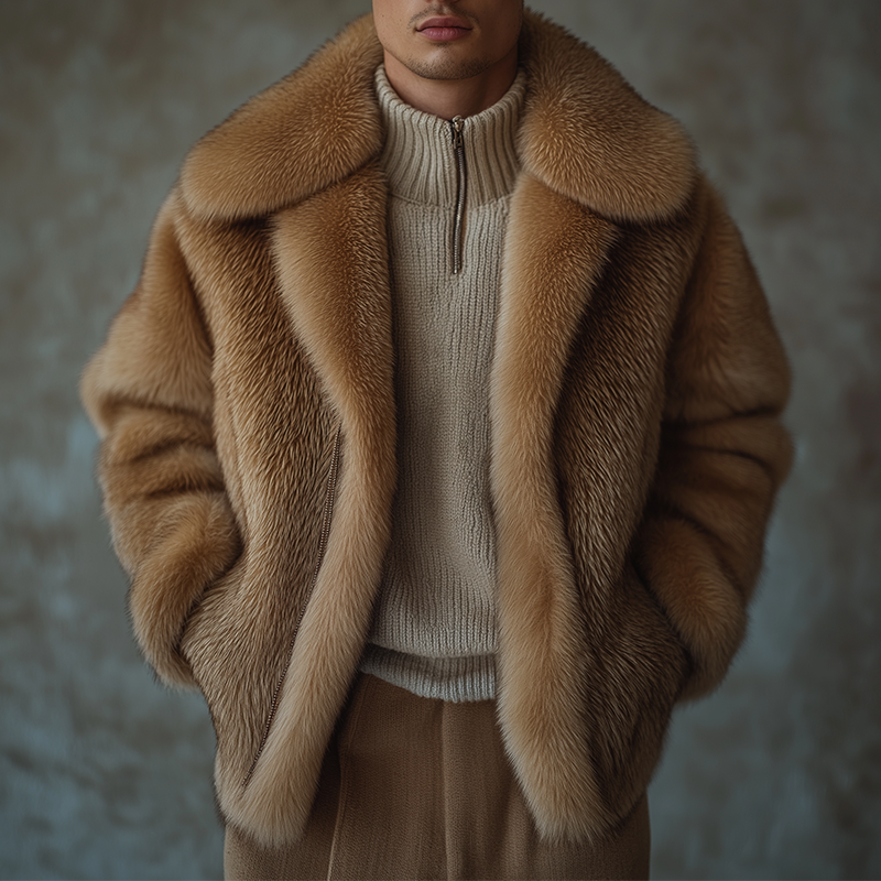 Men's Winter Vintage Faux Mink Fur Zip-up Jacket MTA0412L6P