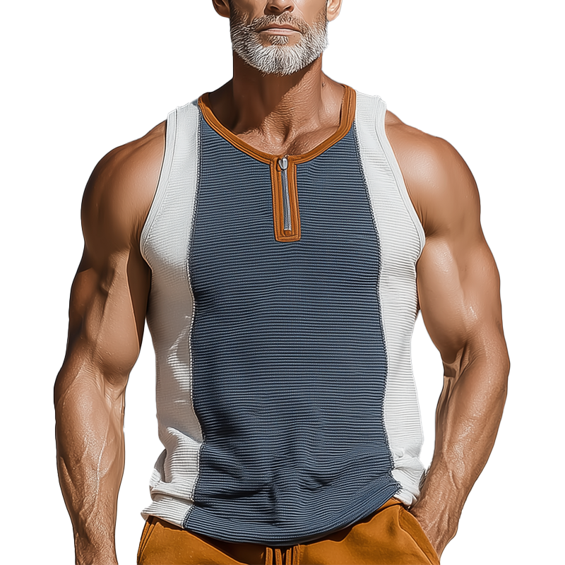 Men's Summer Fashion Contrast Color Stitching Sleeveless Tank Top MTA1042G2P