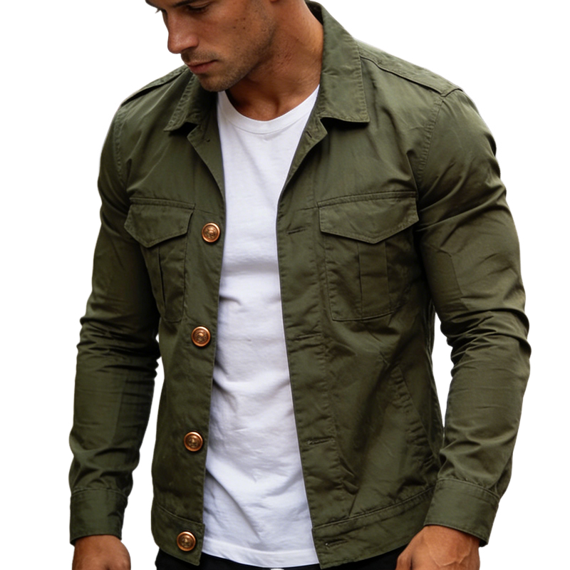 Men's Retro Casual Cotton Lapel Work Jacket MTA2481L0TO