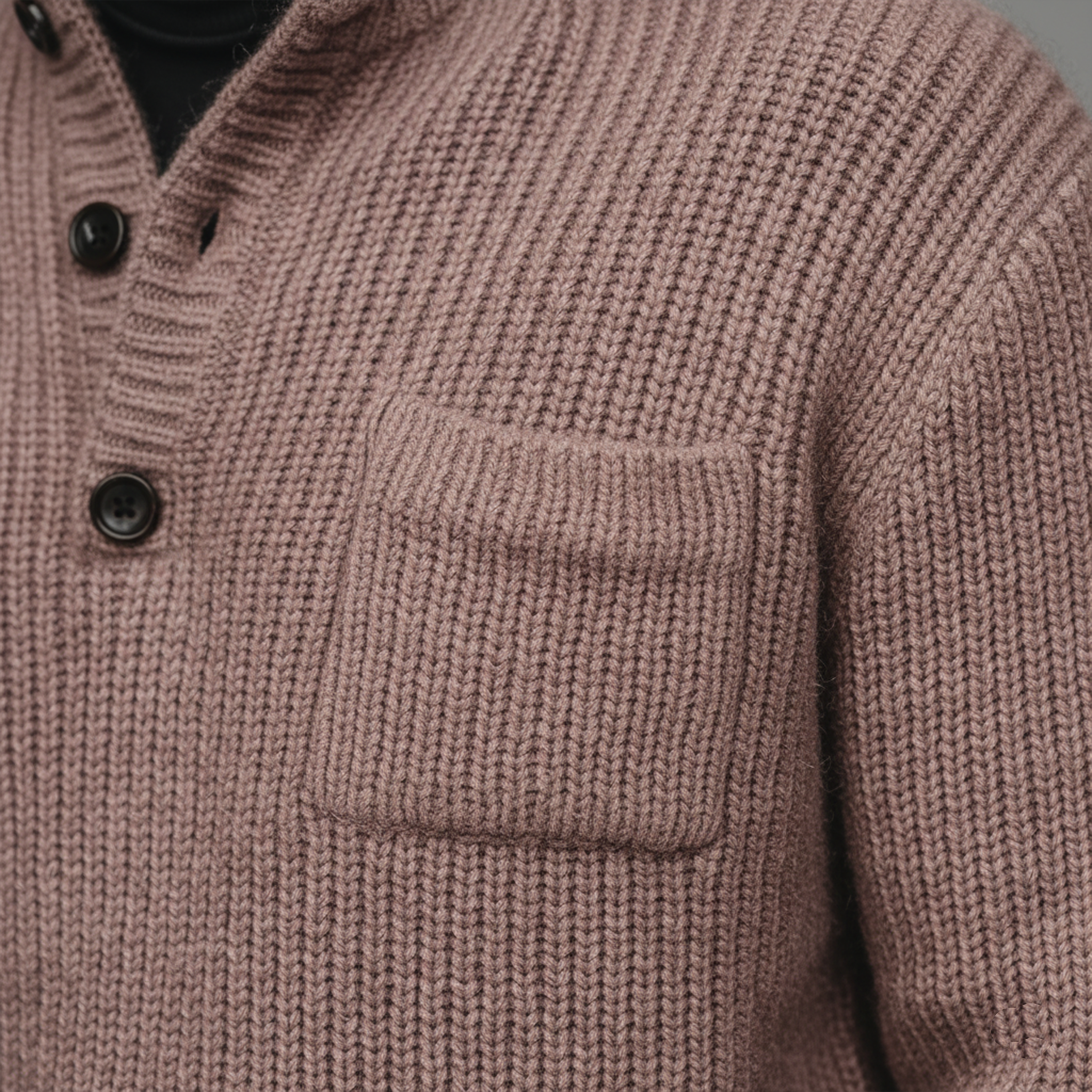 Men's Classic Casual Henley Pocket Pink Sweater MTA2605I6K