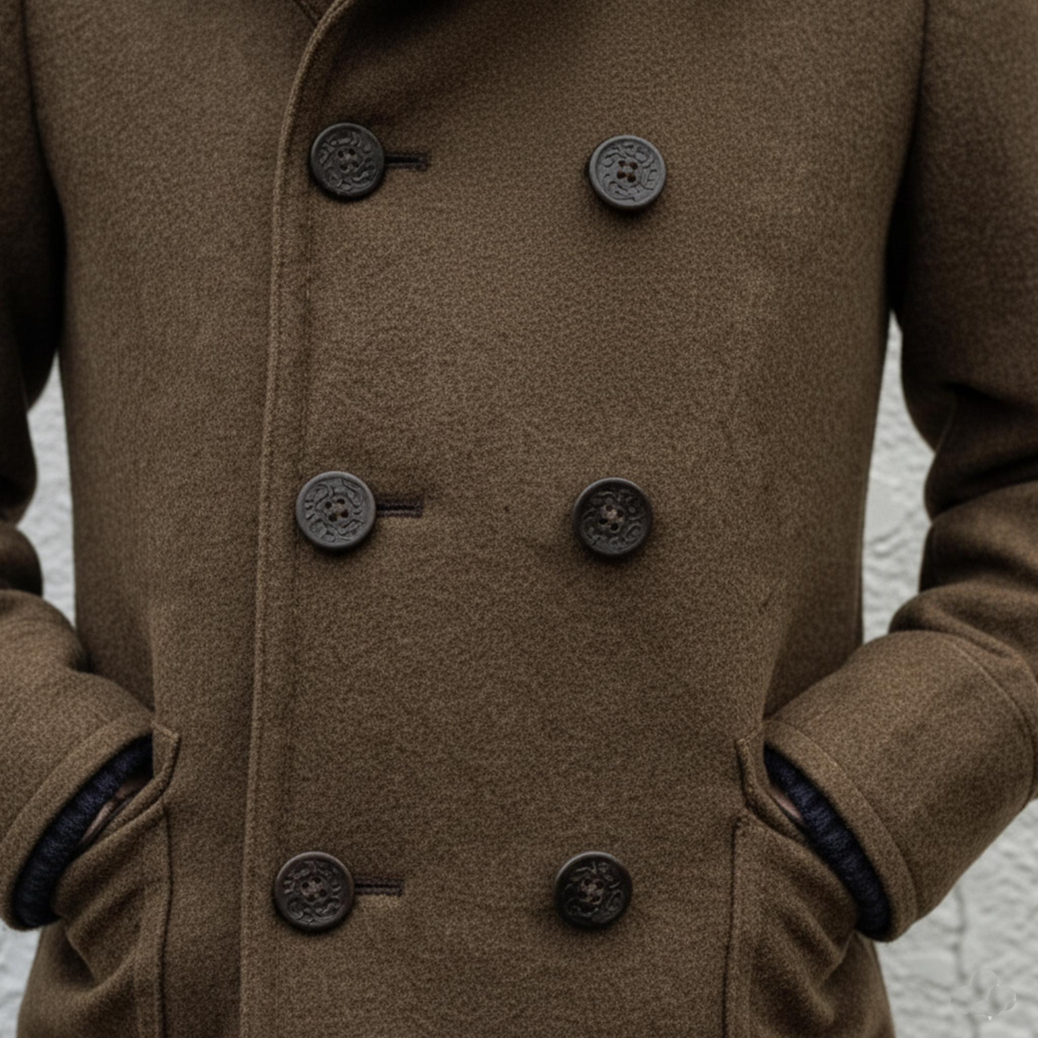 Men's Classic Retro Lapel Double-breasted Faux Wool Jacket MTA3131J1K