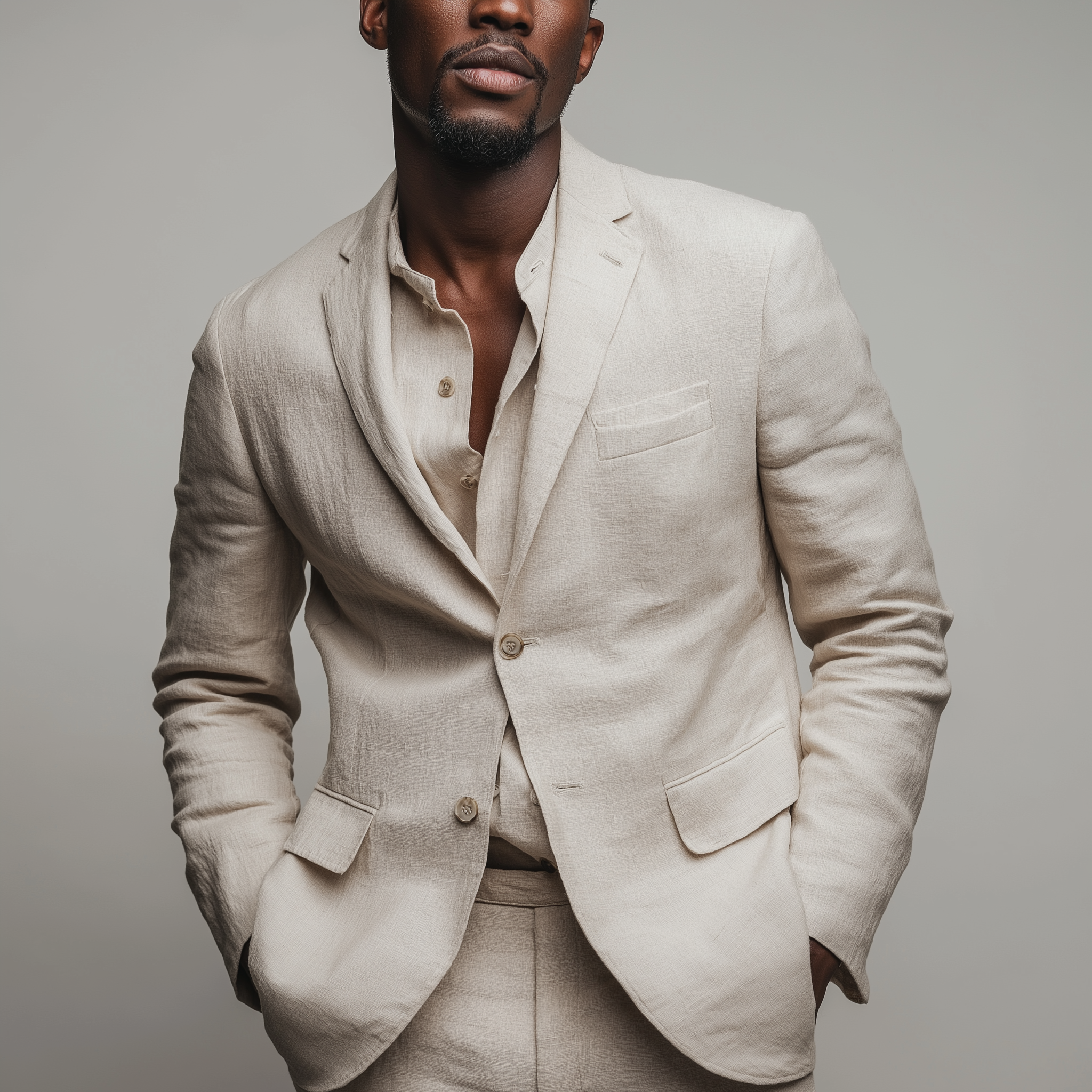 Men's Simple Linen Suit Jacket (with Lining) MTA0103H3P