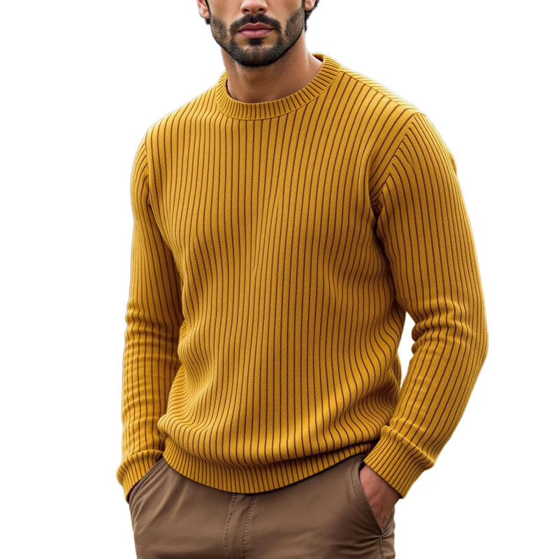 Men's Solid Color Round Neck Long Sleeve Sweater MTA1102I1Z