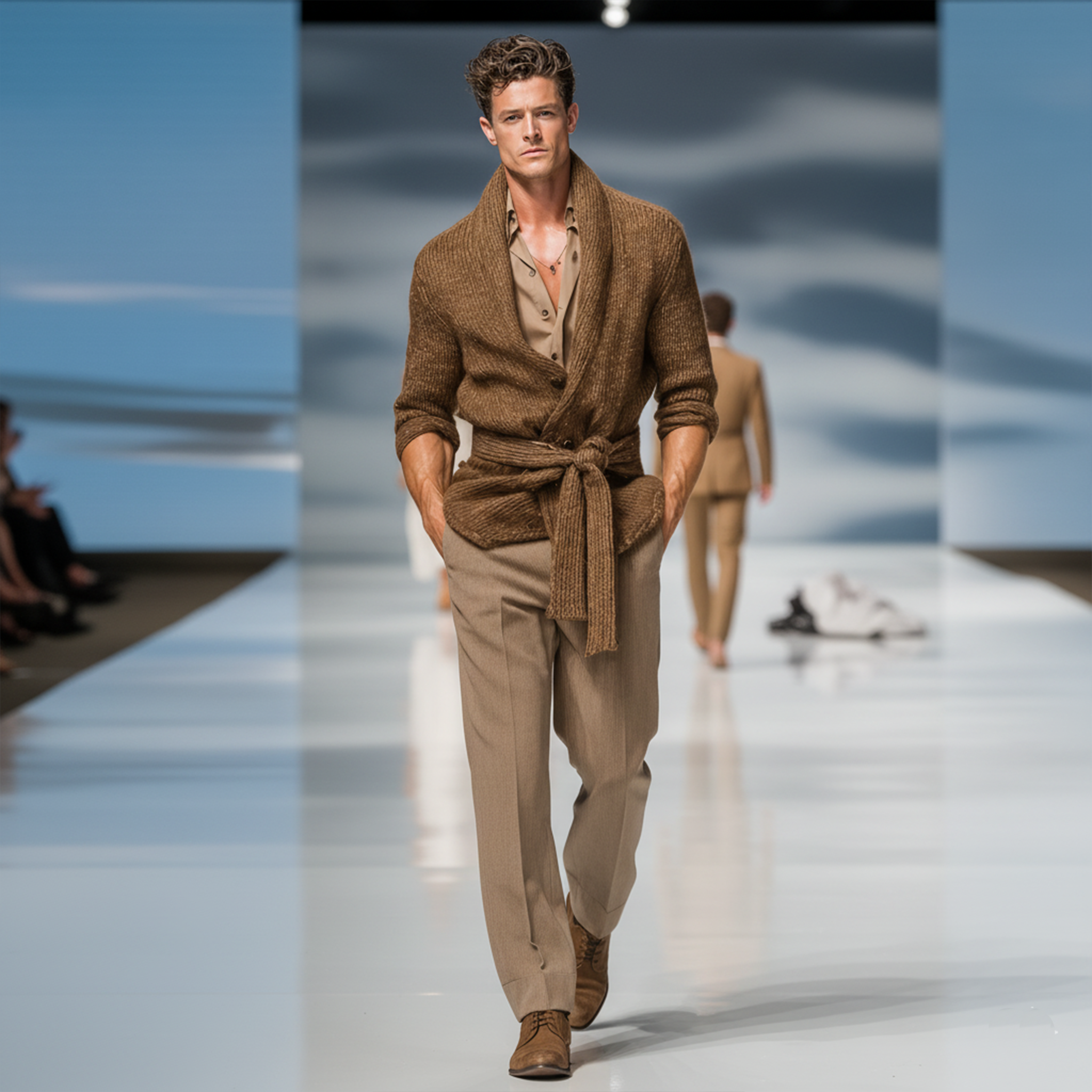 Men's Retro Personalized Lapel Knit Cardigan (Removable Belt) MTA2888J1K