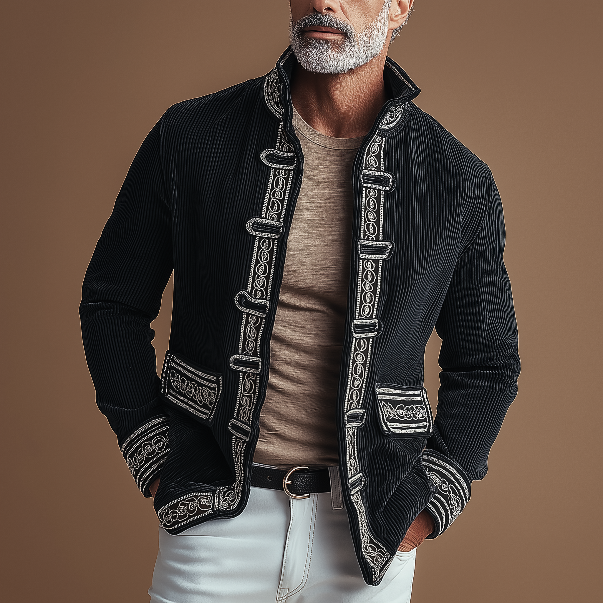 Men's Winter Fashion Embroidered Corduroy Jacket MTA0152I2P