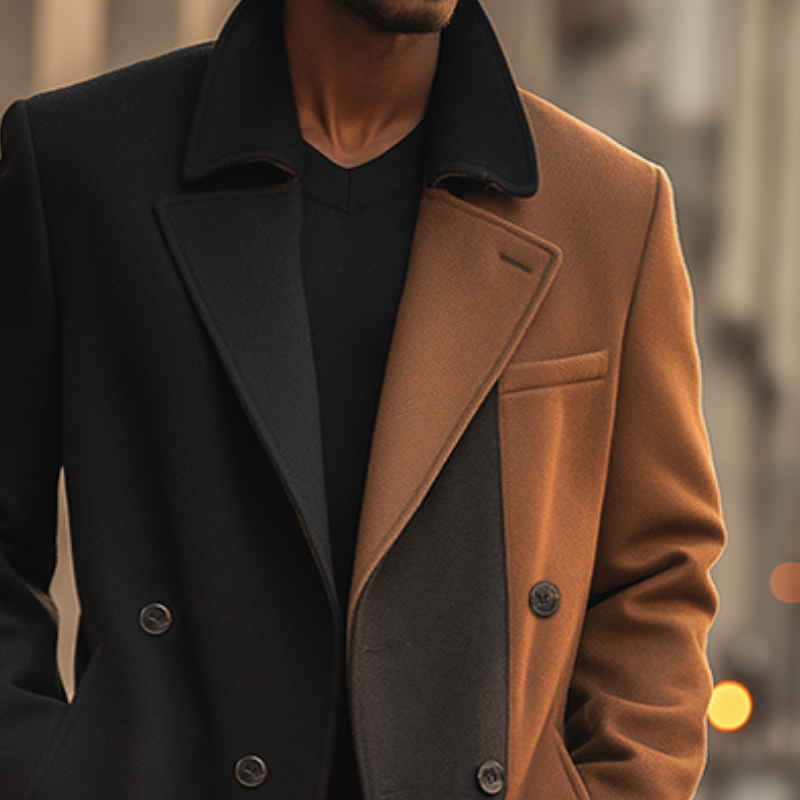 Men's Retro Casual Street Colorblock Lapel Coat MTA2583H5TO