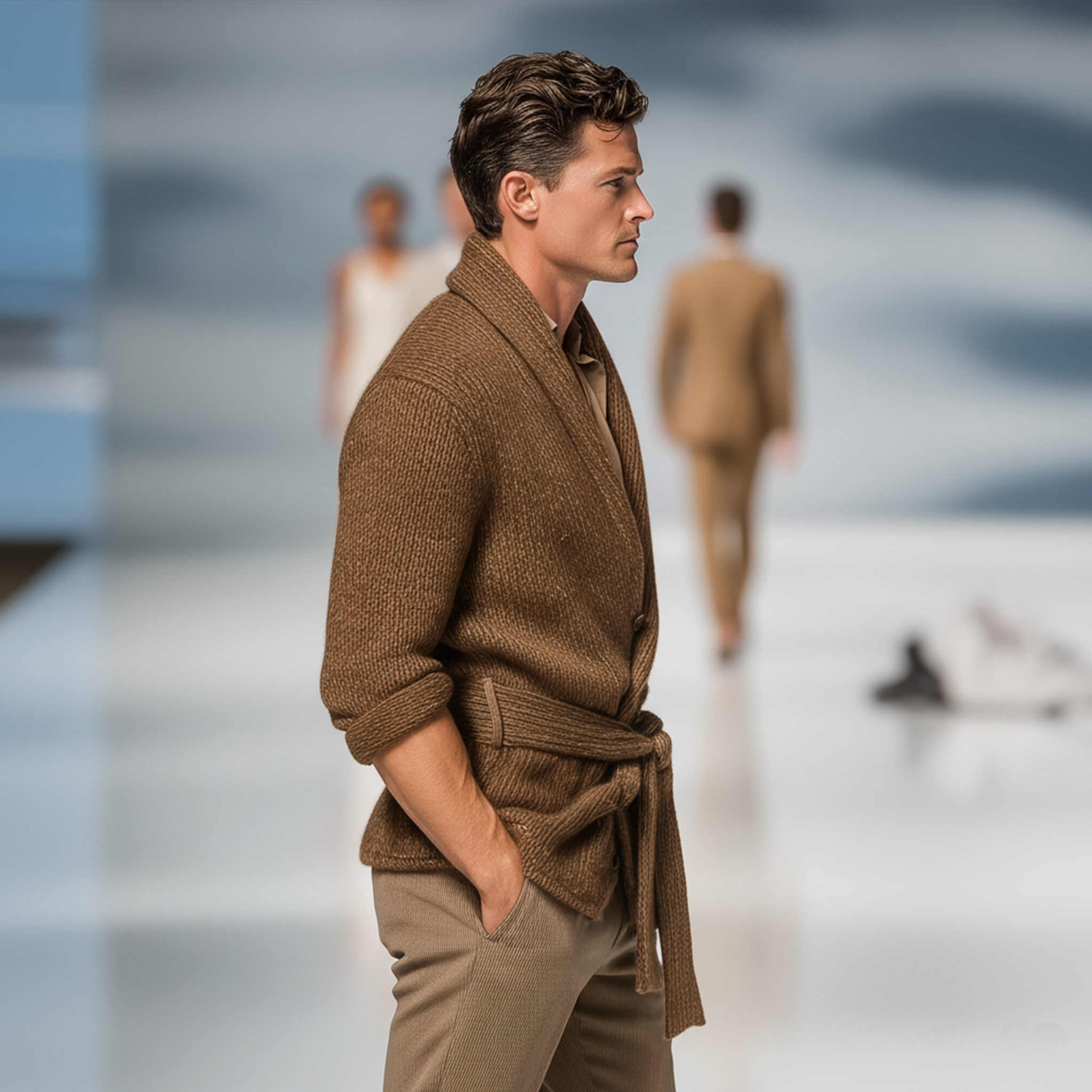 Men's Retro Personalized Lapel Knit Cardigan (Removable Belt) MTA2888J1K