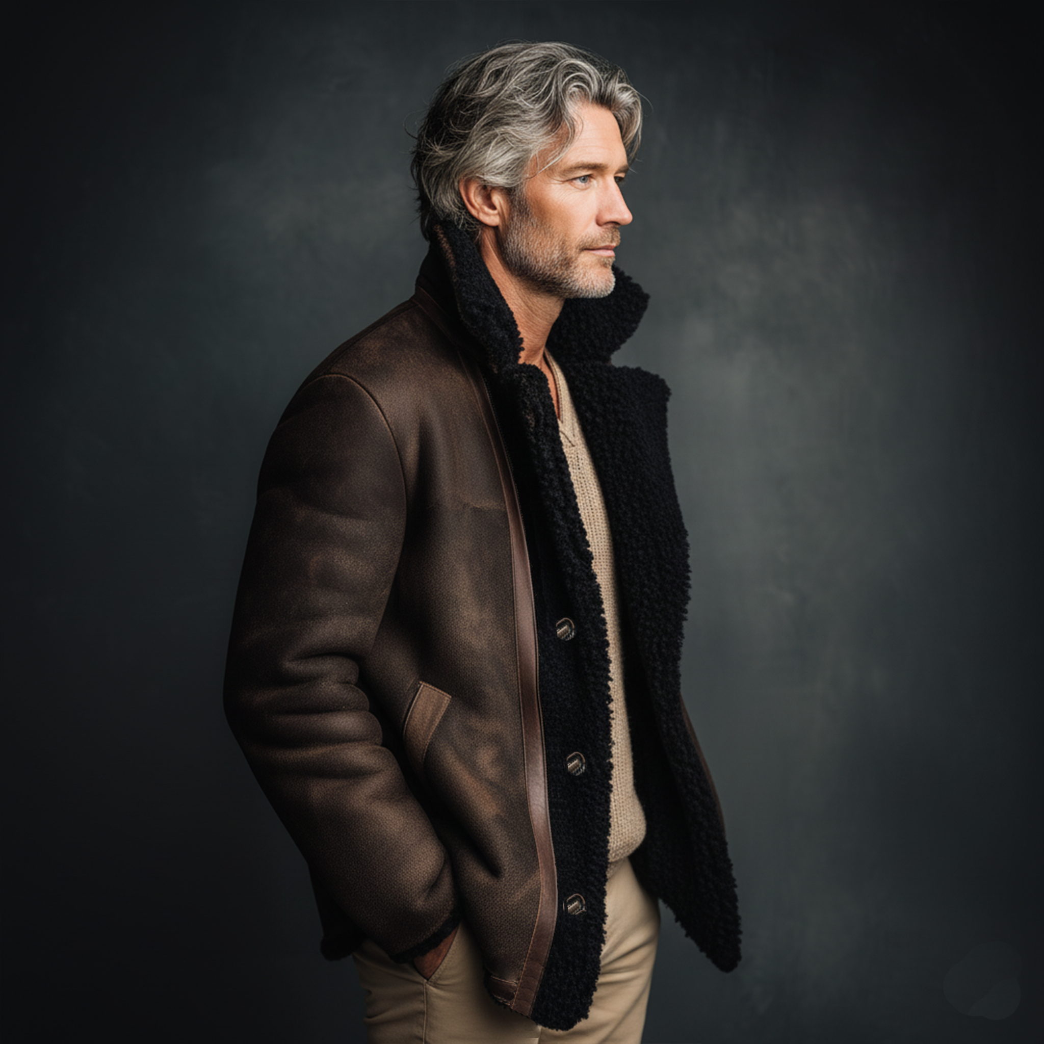 Men's Classic Fashion Fleece Collar Button-Up Faux Suede Jacket MTA0157K9K