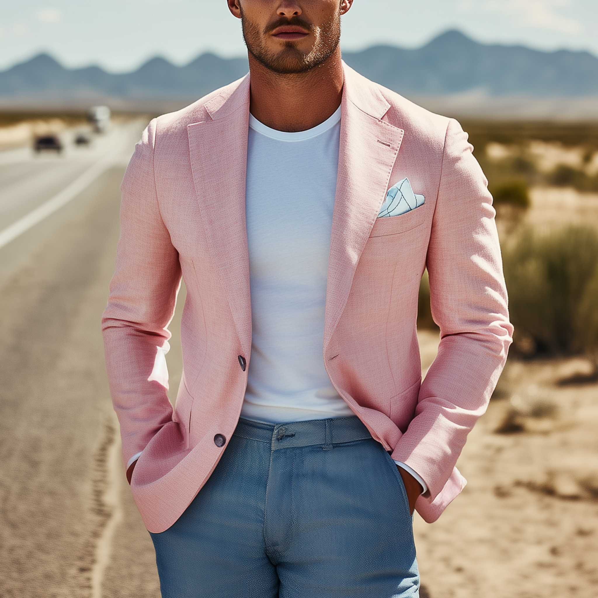 Men's Classic Casual Cotton And Linen Single-breasted Slim-fit Blazer MTA1988G1K