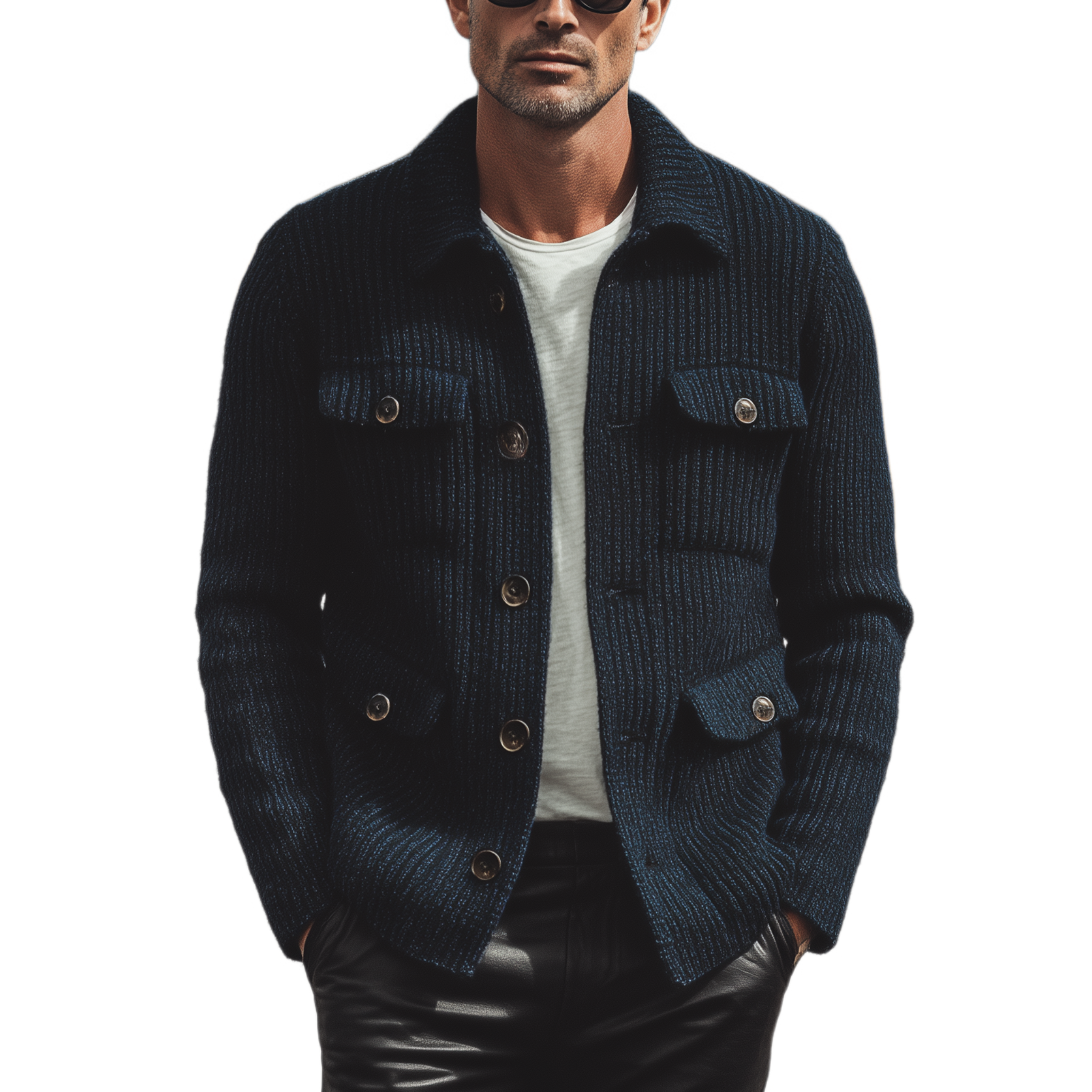 Men's Classic Casual Multi-Pocket Lapel Knit Cardigan MTA0972I2K