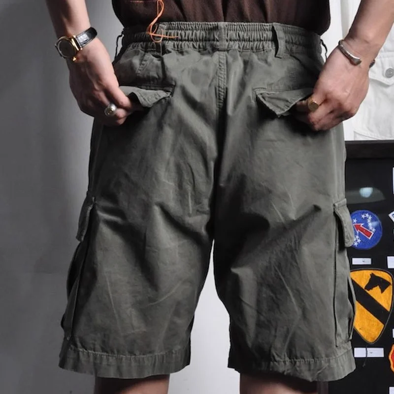 Men's Fashion Cotton Solid Multi-pocket Cargo Shorts MTA1371E3Z