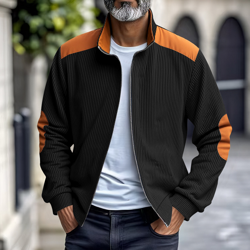 Men's Casual Thin Corduroy Patchwork Lapel Jacket MTA1862F1X