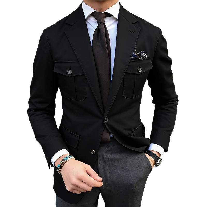 Men's Retro Casual Cotton Button-Up Blazer MTZ0833A4TO